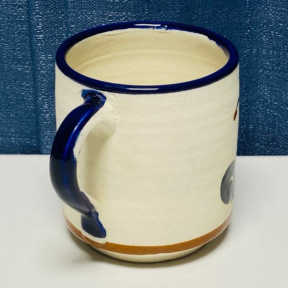 Mexican Pottery Mug with hand painted Floral Pattern Manzanillo Mexico - Picture 6 of 10